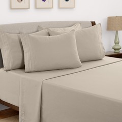 6 Piece Bed Sheet Set 1800 Series Microfiber Comfort Deep Pocket Hotel Bed Sheet