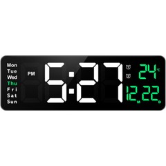 Large LED Digital Wall Clock Temperature Date Day Display USB Remote Control