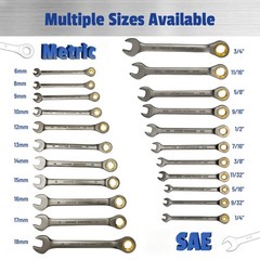22-Piece Ratcheting Wrench Set, 72 Teeth, Metric & SAE Combination Tools with Or