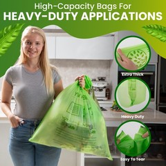 13 Gallon Compostable Drawstring Trash Bags – Extra Thick 1.0 Mil – 50 Count …