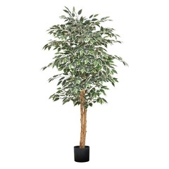 Uimoso 5FT Artificial Ficus Tree Tall Faux Plant with Black Pot for Indoor Decor