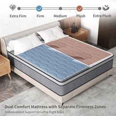 12 Inch Full Queen King Size Mattress Medium Firm Soft Memory Foam Hybrid Spring