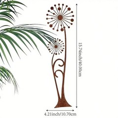 1pc Rusty Dandelion Garden Decoration -Floral-shaped metal garden signpost, Clas