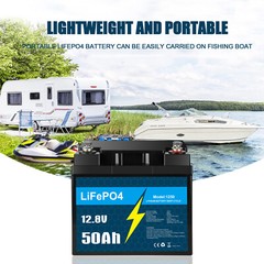 12V 50Ah LiFePO4 Lithium Battery, Deep Cycle, Perfect for RV, Marine
