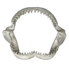Replica Shark Jaw 15.5in Resin Wall Sculpture Coastal Ocean Nautical Decor