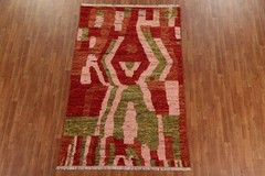 Abstract Moroccan Area Rug 5×8 Hand-knotted Wool Oriental Carpet for Any Room