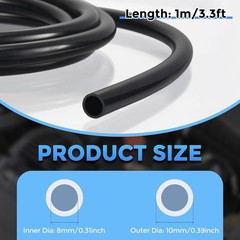 High-Temp Silicone Tubing, 8mm ID x 10mm OD, 3.3ft for Home Brewing & Aquaponics
