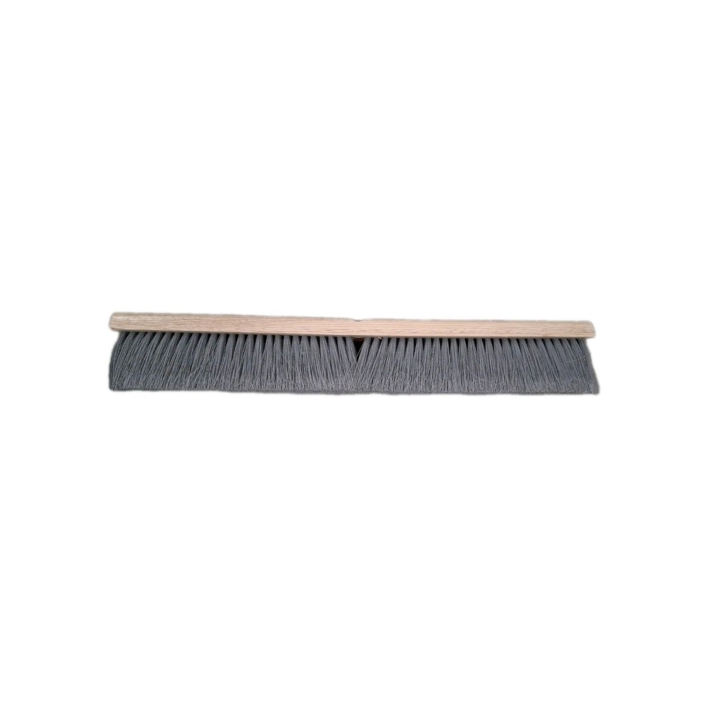 24 in. Polypropylene Broom Fine Sweep Flagged with 3 in. Trim Grey Gray