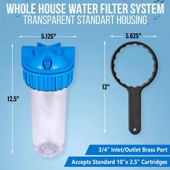 10″ Clear Standard Whole House Water Filter System 25 Micron Sediment Filter