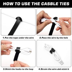 150PCS Reusable Cable Ties – 4+6+8+10inch 4″+6″+8″+10″(150 Pack), Black
