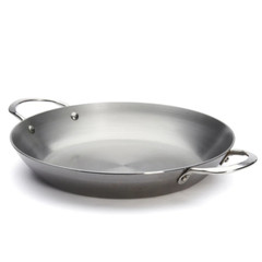 De Buyer Mineral B Element Carbon Steel 2 Handles Paella Pan, 12.5-Inch, Silver