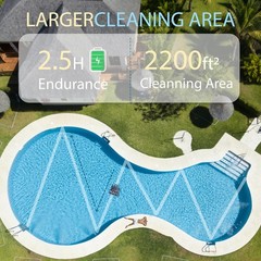 Cordless Wall Climbing Robotic Pool Cleaner for 2200 Sq Ft In-Ground Pools
