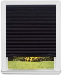 Shade No Tools Original Blackout Pleated Paper Shade Black, 36 in x 72 in