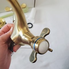 IKEA RUNSKAR Sink Faucet Brass Color 2 Handle 704.957.38 Open / Unused Complete
