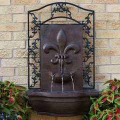 French Lily Polystone Outdoor Wall Fountain – Iron by Sunnydaze
