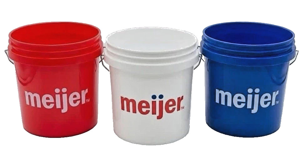 Meijer Mini Bucket TRIO; RED, WHITE, AND BLUE. 1 of each color, 3 total.