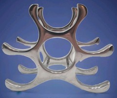 Cast Aluminum Wine Rack Mid Century Modern Michael Noll Style 6 Bottle Holder