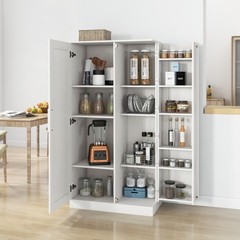 HOMCOM 63″ Kitchen Pantry Cabinet White, Refurbished