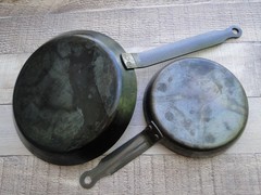 De Buyer Carbon Steel Crepe 7 7/8″ and Egg Pan 5 5/8″ Marked Mineral B France