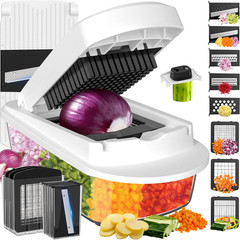 8 Blade All-In-1 Vegetable Chopper Mandoline Slicer with Container, Food Chopper