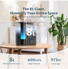 BREEZOME 8L Humidifier Both Warm And Cool Mist Top Fill, Essential Oil Diffuser