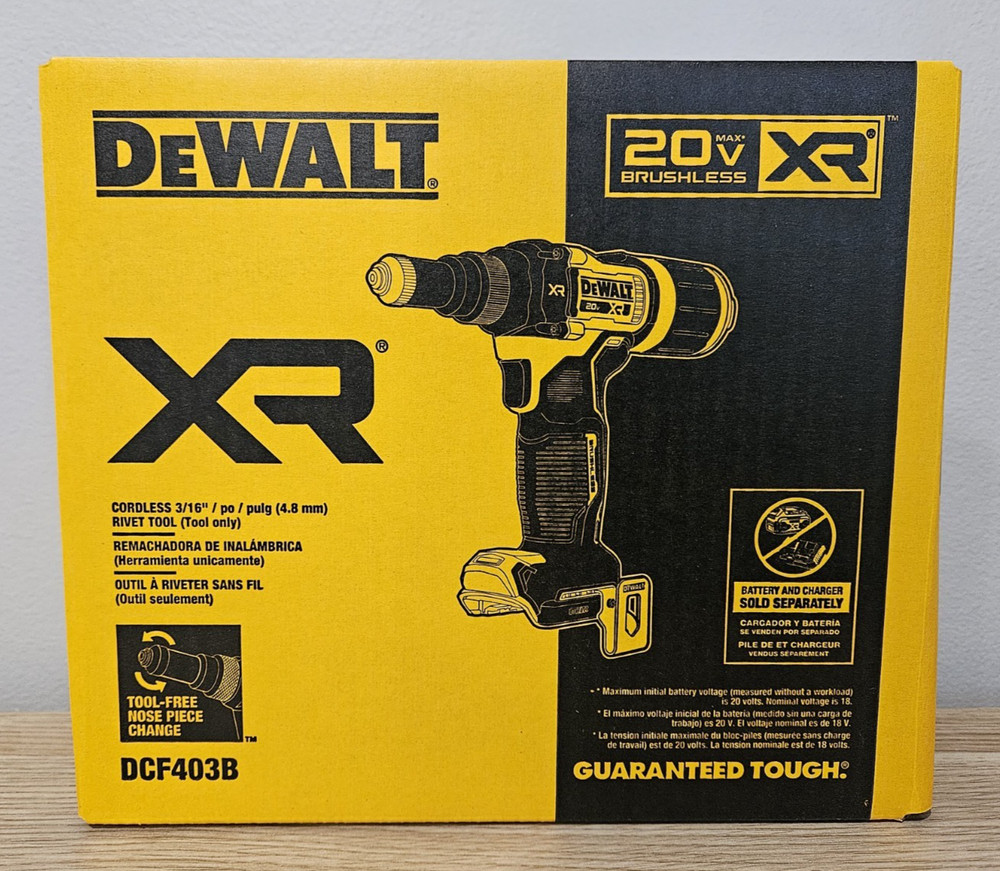 NEW DeWALT 20 Volt MAX Cordless 3/16 in. Rivet Tool DCF403B