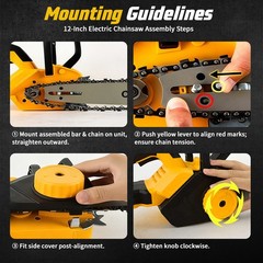 12 Inch Brushless Electric Chainsaw for DeWalt 20V Battery With Oiler
