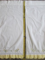 Pair Window Curtain Panel White Yellow Gingham Daisy Floral Farm Country 28×36