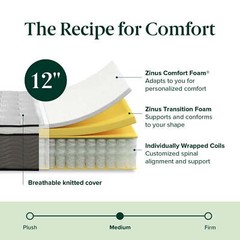 Zinus Pressure Relief Extra Firm Hybrid Mattress Comfort Foam and Pocket Spring