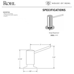 Rohl LS450LPN Lux Soap Dispenser Soap/Lotion Dispenser, Polished Nickel