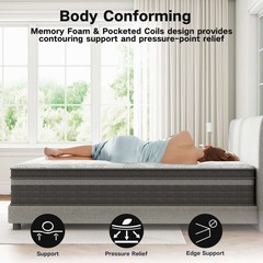 12″ 14″ Mattress Queen Full Size Comfort Spring Memory Foam Hybrid in a Box