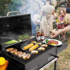 Royal Gourmet 24-Inch Movable Charcoal BBQ Grill with 2 Foldable Side Shelves