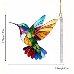 8cm Acrylic 2D Hummingbird Wind Chime Suncatcher Home Garden Decor