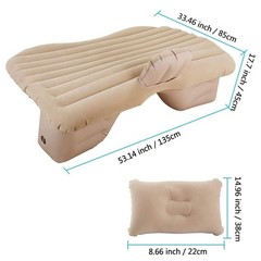 Car Inflatable Mattress Beige, Flocking, Rectangle, Black