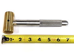 10 OZ. BRASS HAMMER KNURLED 3/4″” ALUMINUM HANDLE * GREAT GRIP* MADE IN USA*