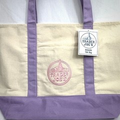 Trader Joe’s Lavender Large Canvas Tote Bag Reusable Grocery Beach Bag NEW