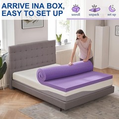 SINWEEK 2 Inch Gel Memory Foam Mattress Topper Ventilated Soft Pressure Relieve