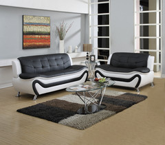 PRICE DROP Black White 2PC Sofa Loveseat Set Contemporary Modern Furniture