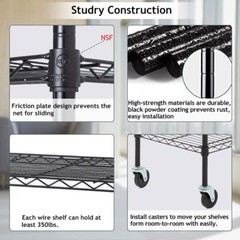 5/6 Tier Wire Shelving Unit NSF Metal Shelf Rack Adjustable For Home-saving