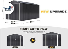8 X 12 FT Outdoor Storage Shed, Metal Garden Shed with Updated Frame Structure,