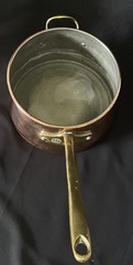 Vintage Copral Portugal Copper Double Boiler Sauce Pan Pot w/Lid Brass & Handles
