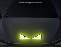 1XGreen Big Eyes Car Sticker Wall Sticker Cartoon 3D Decal Sticker for Bike/ Car