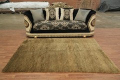 6×8 Hand-Knotted Jute Contemporary Modern Area Rug in Solid Brownish Gold