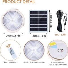 Solar Panel Powered Light Pendant Ceiling Lamp Indoor Outdoor Garden Shed Barn