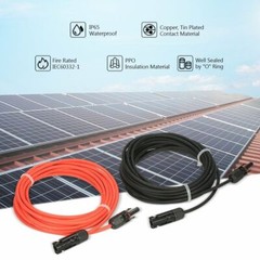 10 AWG Solar Panel Extension Cable PV Wire Solar Connector Pair Black & Red 6mm²