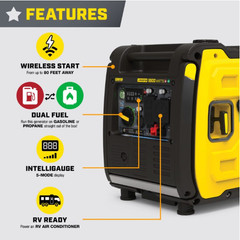 Champion 5500W Wireless Start Dual Fuel Inverter Generator with CO Shield 201408