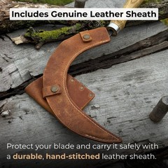 Forged Gardening Sickle 7.48” Blade Carbon Steel with Leather Sheath Belt Loop