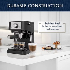 DeLonghi 33.8 Ounces Semi-Automatic Espresso Machine Black Stilos 15-Bar