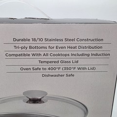 SEALED BOX – Wolfgang Puck 9.5 in. Covered Sauté Pan • 18/10 Stainless Steel New
