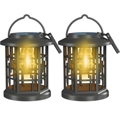 2 Pack Solar Powered Waterproof Outdoor Hanging Lanterns – Warm White Solar LED